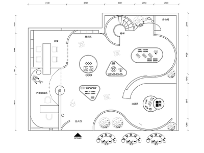 现代其他文化空间 文创特产店平面图 礼品店平面图 书店平面图 施工图