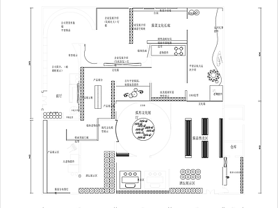 现代其他文化空间 文创特产店平面图 礼品店平面图 书店平面图 施工图