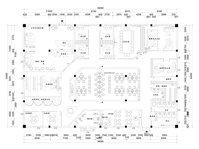 现代整体办公空间 办公空间 办公室 860平 平面布置图 施工图