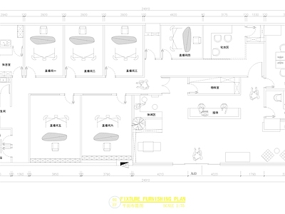 现代整体办公空间 直播公司 办公空间 直播办公室 270平 平面布置图 施工图