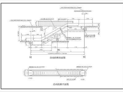 现代楼梯节点 自动扶梯示意图 施工图