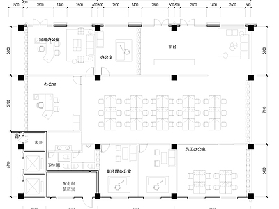 现代整体办公空间 办公空间 办公室 420平 平面布置图 施工图