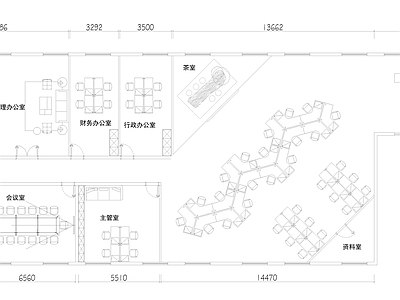 现代整体办公空间 办公室设计 办公空间 455平 平面布置图 施工图