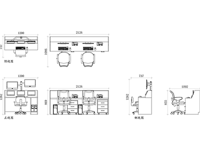 现代综合家具图库 保安台 门卫室 值班亭 安保站 服务台 施工图