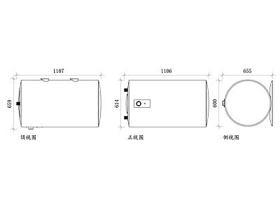 现代电器 壁挂式热水器 墙挂热水器 壁装热水器 挂墙热水器 家用壁挂热水炉 施工图