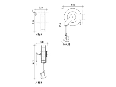 现代五金管件 带枪软管卷盘 软管卷盘带喷枪 喷枪软管卷盘 工业带枪卷盘 清洁带枪软管卷盘 施工图