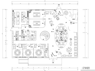 现代餐厅 生态主题餐厅 餐厅平面图 施工图