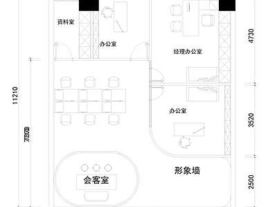 现代整体办公空间 办公室设计 办公空间 100平 平面布置图 施工图