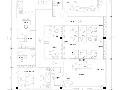 现代整体办公空间 办公空间设计 办公室 310平 平面布置图 施工图