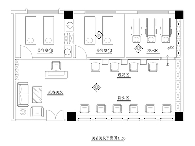 现代美容院 美容美发 施工图