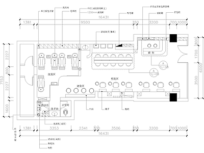 现代理发店 小型理发 施工图