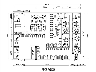 新中式中餐厅 800平米餐厅 餐厅设计平面图 餐饮空间设计平面 施工图