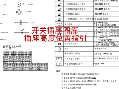 现代轻奢开关插座 开关图库 插座图库 插座位置 浴霸图块 施工图