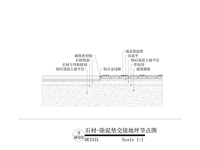 现代地面节点 石材地面 石材与其他交接 地面节点 施工图