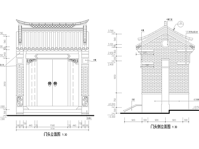 中式其他居住建筑 门头 大门 仿古大门 入户门 古建 施工图