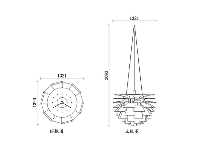 现代灯具图库 朝鲜蓟灯 艺术装饰灯 朝鲜蓟造型灯 创意吊灯 植物形态灯 施工图