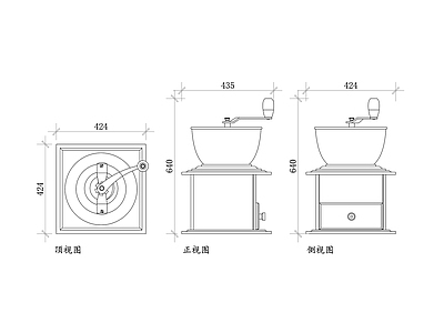 现代电器 咖啡研磨机 咖啡磨豆机 手动咖啡研磨机 电动咖啡研磨机 施工图