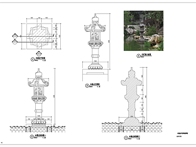 景观节点 石灯笼 施工图