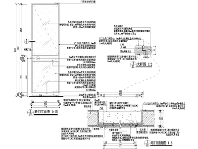 门节点 隐形门节点 洗手间暗门 钢化玻璃门节点 玻璃门节点 施工图