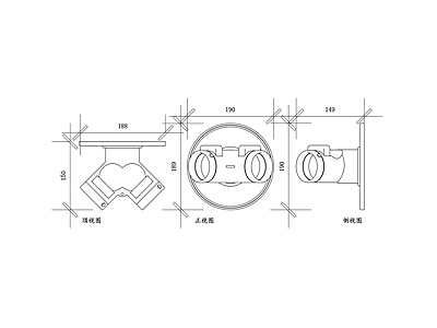 现代五金管件 双消防水带入口 双向消防接口 双出口消防栓 双联消防接口 双通道消防入口 施工图