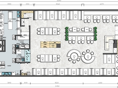 现代火锅店 火锅店 酸菜鱼店 餐厅 火锅店后厨 弧形卡座 平面图 施工图