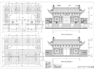 中式古建 大门 门头 古建门头 仿古建筑 徽派建筑 施工图