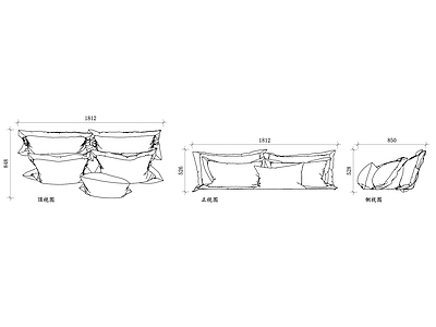 现代服装鞋帽 枕具 枕头芯 睡枕 颈枕 安眠枕 施工图