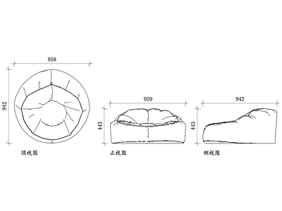 现代沙发 坐垫椅子 坐垫凳子 舒适椅 垫子椅 座椅垫子 施工图