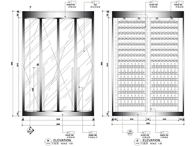 家具节点详图 柜体节点 酒柜 酒架 不锈钢玻璃架 厨柜 施工图