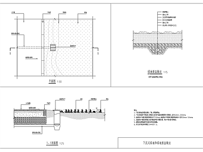 景观节点 绿地排盐做法 下沉式绿地 施工图