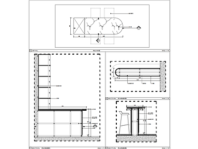 现代家具节点详图 吧台大样图 施工图