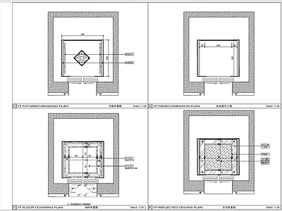 现代其他工装空间 轿厢平立面图 施工图