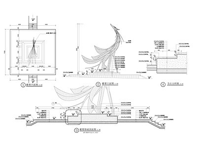 景观节点 雕塑 施工图