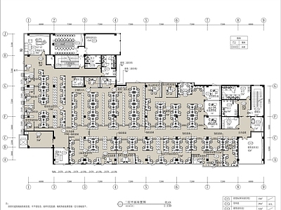 现代整体办公空间 大型商务办公室 销售公司 施工图