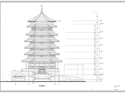 中式古建 阅海阁建筑 施工图