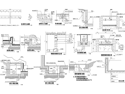 给排水节点详图 阀门井 泵坑放空管取水器 布水口布水槽地漏 溢水口补水口 喷灌喷淋 施工图