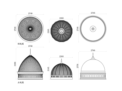 欧式其他建筑 清真寺圆顶 伊斯兰穹顶 宗教建筑圆顶 穹窿顶 阿拉伯式圆顶 施工图