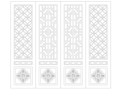 中式线条 雕花 中式雕花 施工图