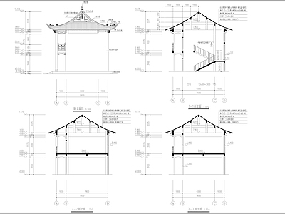 中式古建 仿古建筑 寺庙 施工图