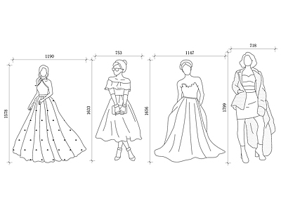 现代人物 穿裙子的女孩 连衣裙女孩 穿长裙的女孩 穿洋装的女孩 穿礼服的女孩 施工图