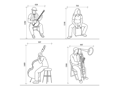 现代人物 乐器演奏姿势 演奏姿态 音乐家演奏姿态 乐器表演姿势 演奏者体态 施工图