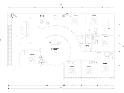 现代棋牌室 棋牌室 麻将馆 休闲娱乐空间 280平 平面布置图 施工图