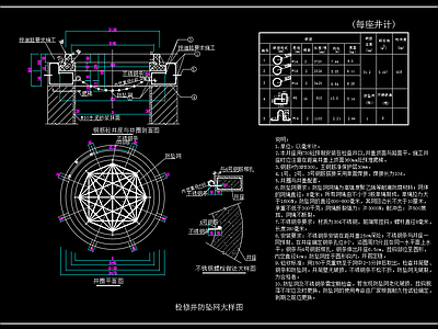 给排水节点详图 检修井防坠网 检修井防坠网大样 施工图