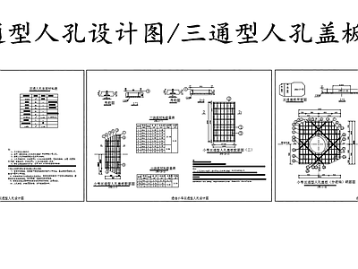 电气图 小号三通型人孔 三通人孔盖板配筋 施工图