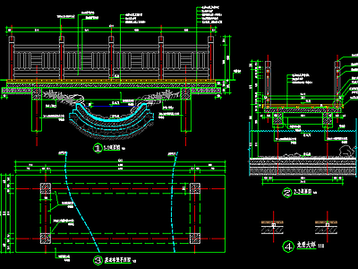 新中式中式景观桥 平桥 施工图