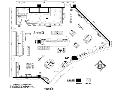 服装店 专卖店 鞋店 仓库储物间 试衣间 高架货架 施工图