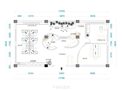 办公室平面图 现代办公空间 平面图 施工图