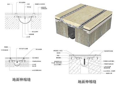 现代地面节点 地面伸缩缝节点图 伸缩缝节点 地面节点 地面收口节点 楼板伸缩缝节点 施工图