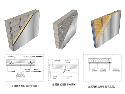 现代墙面节点 金属薄板墙面节点 金属饰面板节点 金属板节点 碳晶板 铝板墙面节点 施工图