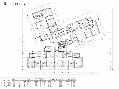 现代住宅楼建筑 高层住宅 平面图